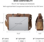 Messenger Bag for Men 15.6 Inch Canvas Laptop Computer Bag Leather Briefcase - Image 2